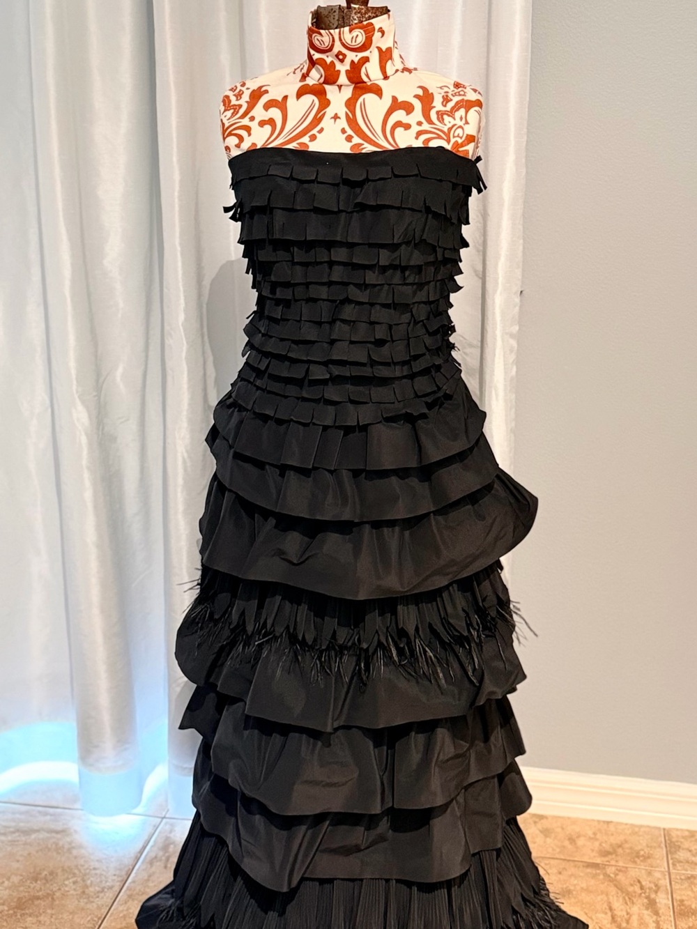 BCBGMAXAZRIA Oly Tiered Ruffle Tulle Gown Black New With Tags Evening Dress